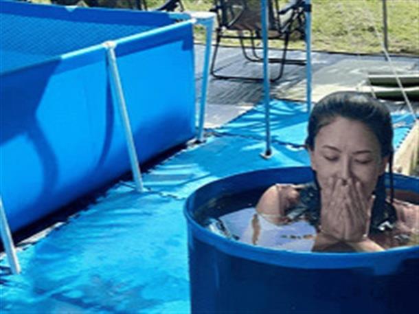 氷入りの五右衛門風呂です。