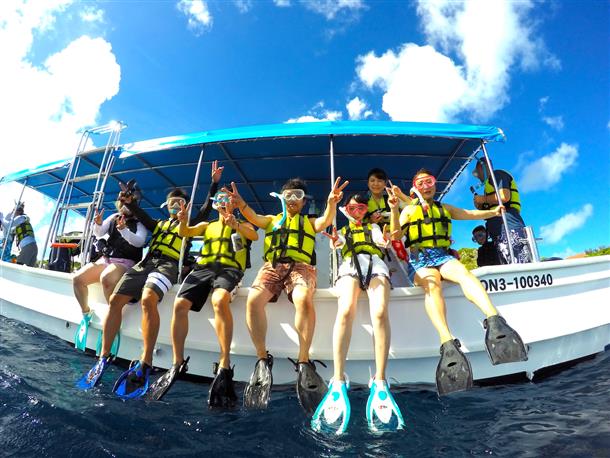 ポイントまではボートで約５分