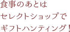 食事のあとはセレクトショップでギフトハンティング！