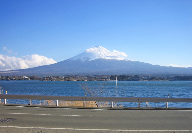 河口湖から見える富士山